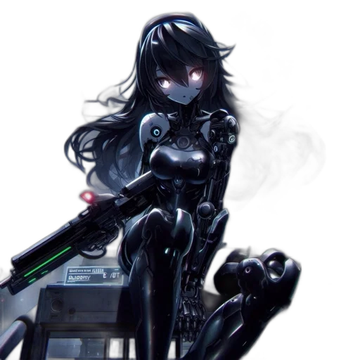robot, cyberpunk, concept art, pixel art, fantasy art, neon lights, animated, female transparent PNG cut-out