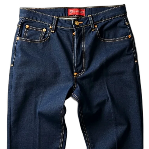 blue, pair, dark, jeans, button, fly, red, tag transparent PNG cut-out