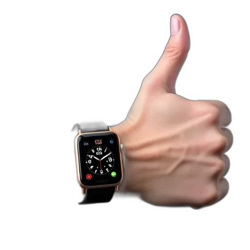jewelry, 3d render, photorealistic, hand, wearing, smartwatch, digital, display transparent PNG cut-out
