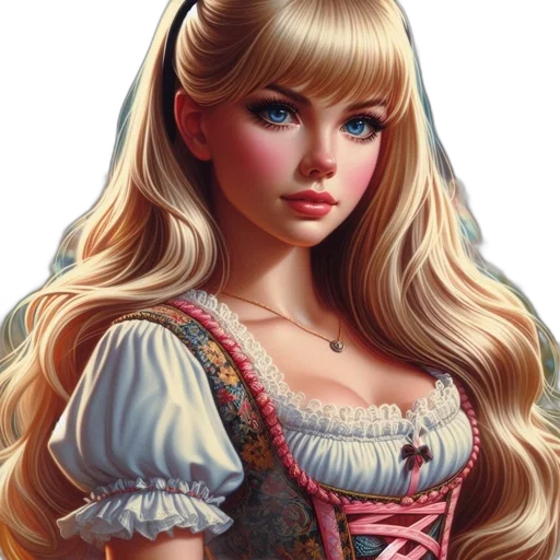 dress, face, hair, jewelry, fantasy art, photorealistic, oil painting, concept art transparent PNG cut-out