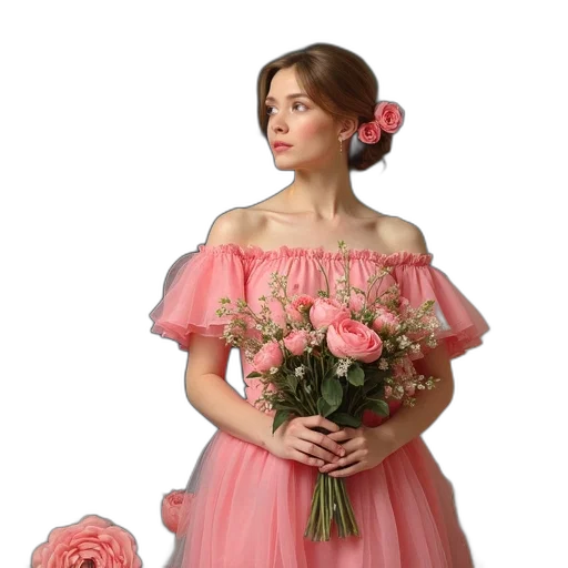 dress, jewelry, photorealistic, oil painting, concept art, fantasy art, pastel, red transparent PNG cut-out