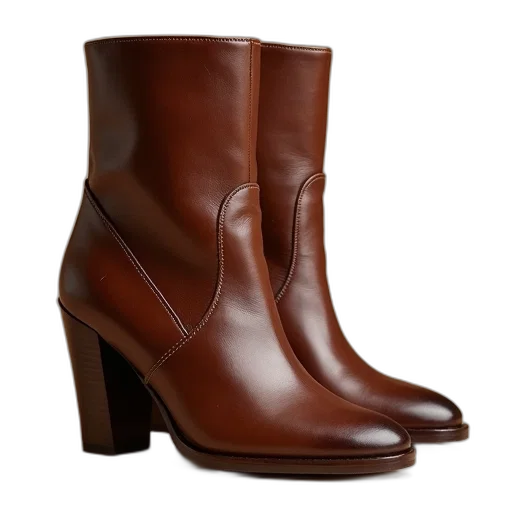 shoes, leather, ankle, boots, brown transparent PNG cut-out