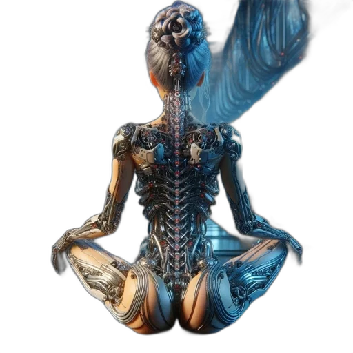 jewelry, dress, robot, creature, concept art, 3d render, fantasy art, cyberpunk transparent PNG cut-out