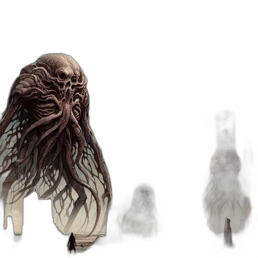 creature, hair, mask, animal, concept art, fantasy art, watercolor, 3d render transparent PNG cut-out