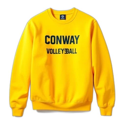 jacket, yellow, sweatshirt, text, conway, 2019, volleyball, front transparent PNG cut-out