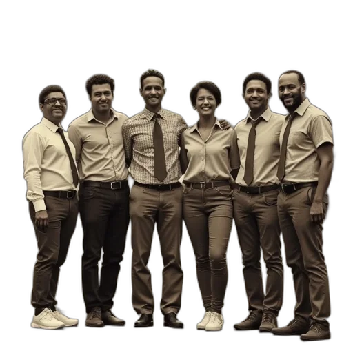staff, 3d render, group, people, standing, together, posing, photo transparent PNG cut-out