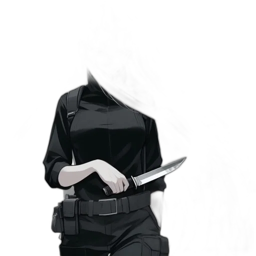 staff, mask, weapon, jacket, concept art, comic book art, anime, cartoon transparent PNG cut-out
