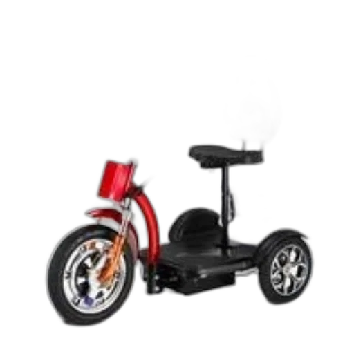 red, electric, tricycle, seat, basket, featuring, certification, sleek transparent PNG cut-out