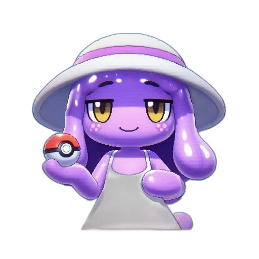 hat, creature, staff, animal, 3d render, concept art, pixel art, vaporwave transparent PNG cut-out