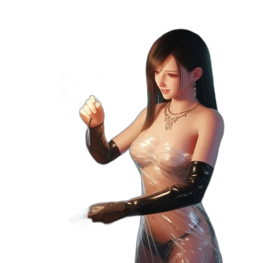dress, robot, weapon, staff, concept art, 3d render, cyberpunk, fantasy art transparent PNG cut-out
