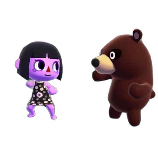 concept art, 3d render, cartoon, pixel art, dark, animal, crossing, purple-skinned transparent PNG cut-out