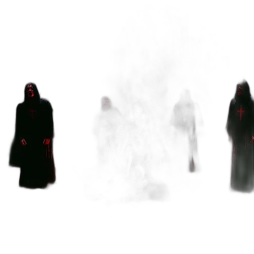 mask, staff, jacket, concept art, 3d render, fantasy art, pixel art, fog transparent PNG cut-out