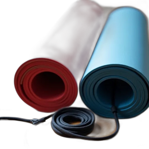 weapon, umbrella, 3d render, blue, red, yoga, mat, rolled transparent PNG cut-out