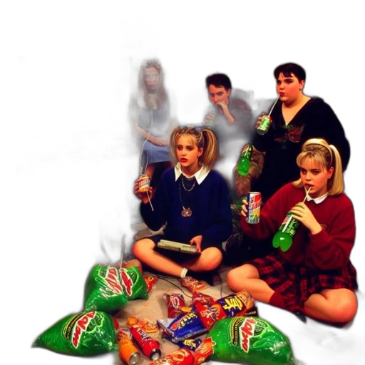 food, photorealistic, concept art, 3d render, outer space, fire, six, teenagers transparent PNG cut-out