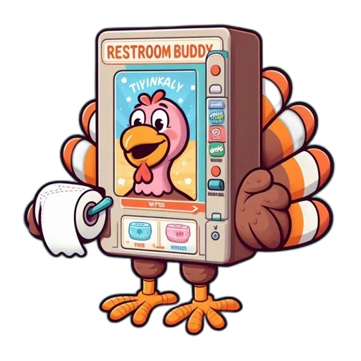 animal, cartoon, concept art, pixel art, unconventional, turkey-shaped, vending, machine transparent PNG cut-out