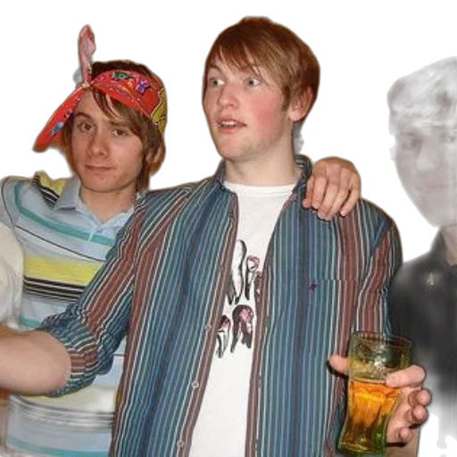 hat, jacket, face, bottle, photorealistic, four, young, men transparent PNG cut-out