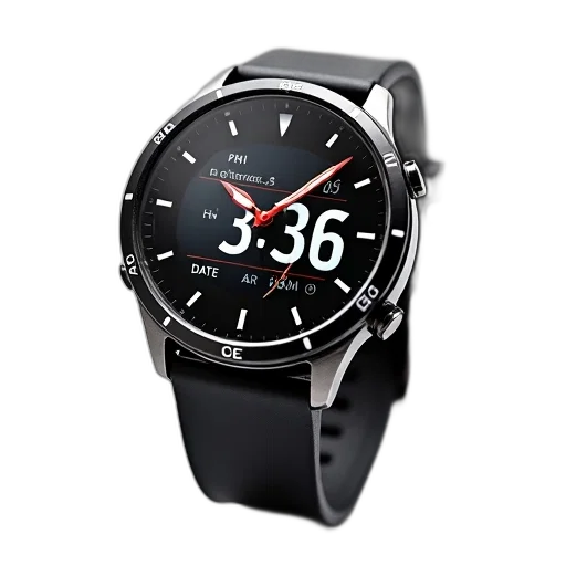 black, digital, wristwatch, silver, bezel, red, second, hand transparent PNG cut-out