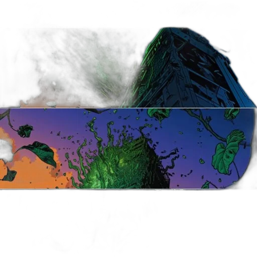 concept art, fantasy art, comic book art, underwater, outer space, fog, forest, multi-panel transparent PNG cut-out