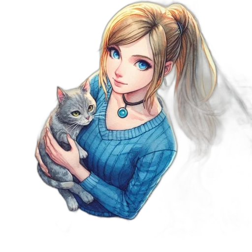 animal, dress, fantasy art, pixel art, concept art, watercolor, snow, blue transparent PNG cut-out