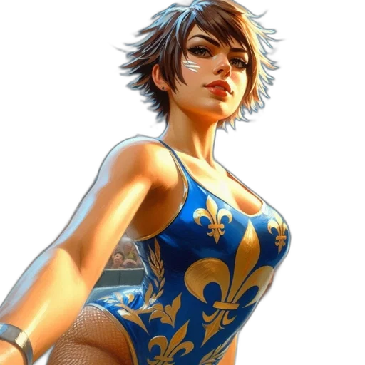 dress, concept art, fantasy art, 3d render, photorealistic, blue, woman, wrestling transparent PNG cut-out
