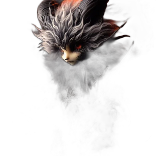 dragon, hair, creature, animal, concept art, fantasy art, 3d render, photorealistic transparent PNG cut-out