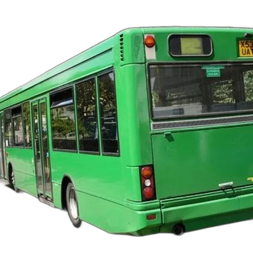 car, 3d render, photorealistic, green, city, bus, yellow, license transparent PNG cut-out
