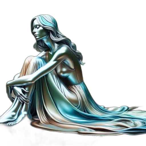 dress, jewelry, fantasy art, concept art, photorealistic, watercolor, underwater, blue transparent PNG cut-out