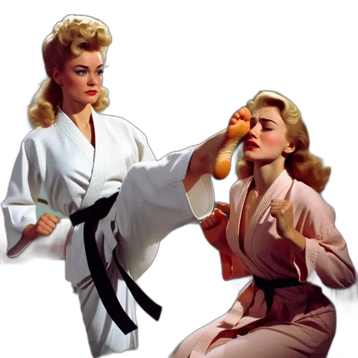 food, staff, photorealistic, fire, two, women, vintage, martial transparent PNG cut-out