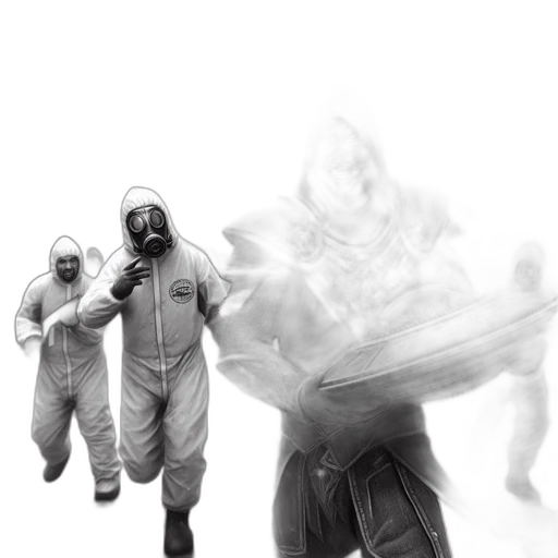mask, creature, jacket, concept art, comic book art, photorealistic, 3d render, outer space transparent PNG cut-out