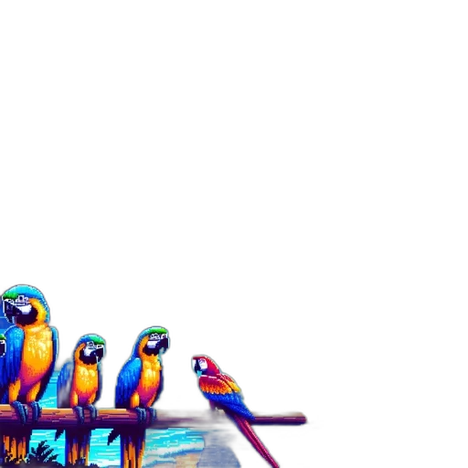animal, staff, weapon, robot, pixel art, 3d render, concept art, vaporwave transparent PNG cut-out