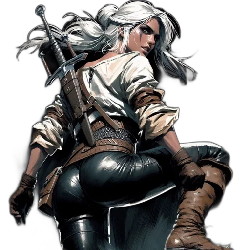 weapon, concept art, comic book art, fantasy art, cyberpunk, female, character, chainmail transparent PNG cut-out