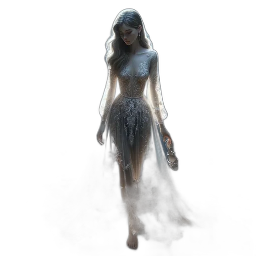 dress, creature, concept art, fantasy art, 3d render, pixel art, fog, underwater transparent PNG cut-out