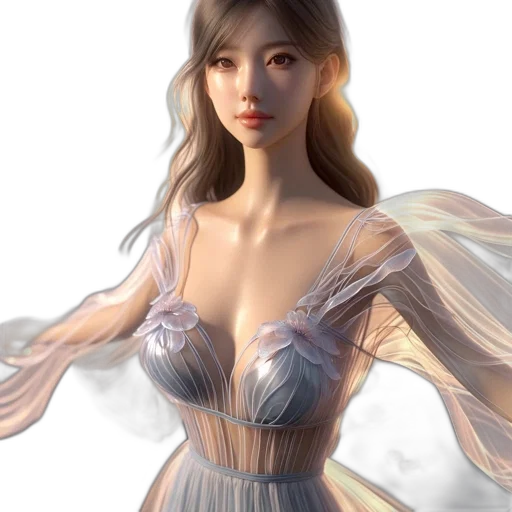 dress, jewelry, fantasy art, photorealistic, concept art, 3d render, pastel, blue transparent PNG cut-out