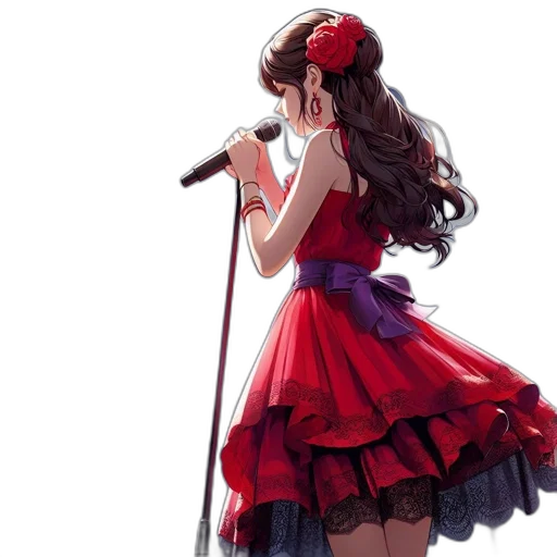 dress, staff, concept art, anime, cartoon, photorealistic, red, colorful transparent PNG cut-out