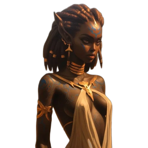 jewelry, staff, dress, mask, concept art, fantasy art, 3d render, pixel art transparent PNG cut-out