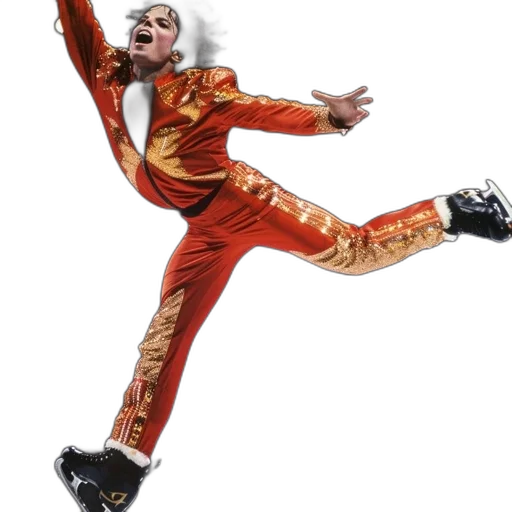 figure, skater, dressed, vibrant, red, costume, star-like, emblem transparent PNG cut-out