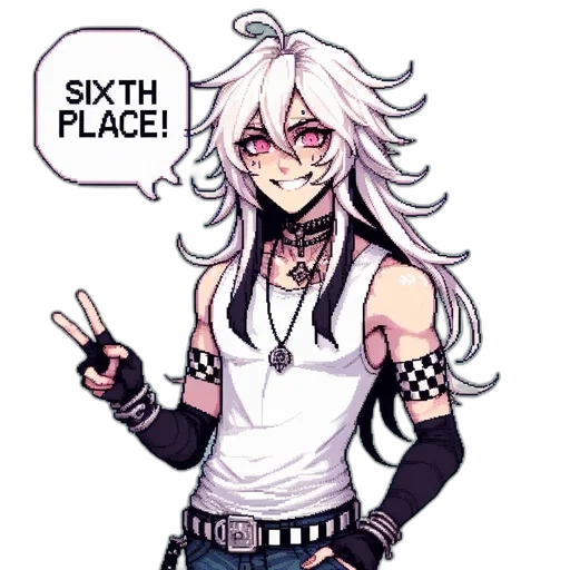 cartoon, concept art, anime, pixel art, monochrome, animated, character, white transparent PNG cut-out