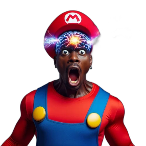 creature, animal, mask, face, concept art, 3d render, mario, dressed transparent PNG cut-out