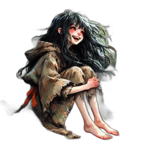 creature, mask, face, hair, concept art, watercolor, fantasy art, comic book art transparent PNG cut-out