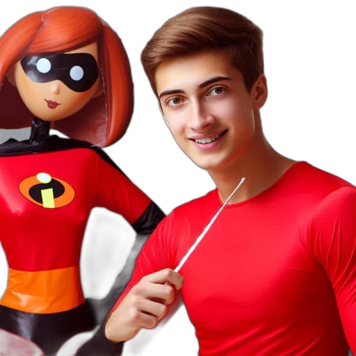 robot, 3d render, concept art, cartoon, comic book art, young, man, stands transparent PNG cut-out
