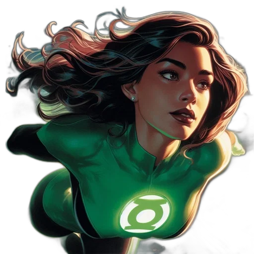 comic book art, concept art, green, close-up, portrait, features, woman, comics transparent PNG cut-out