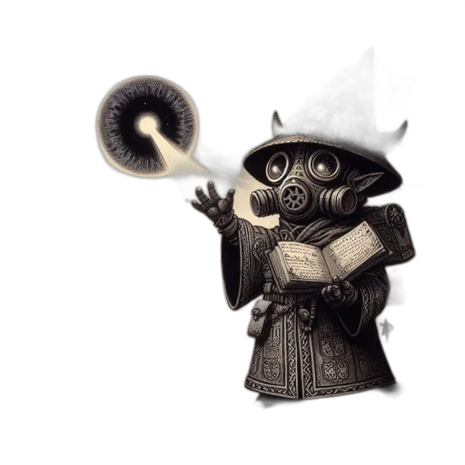 staff, mask, weapon, creature, concept art, fantasy art, 3d render, comic book art transparent PNG cut-out