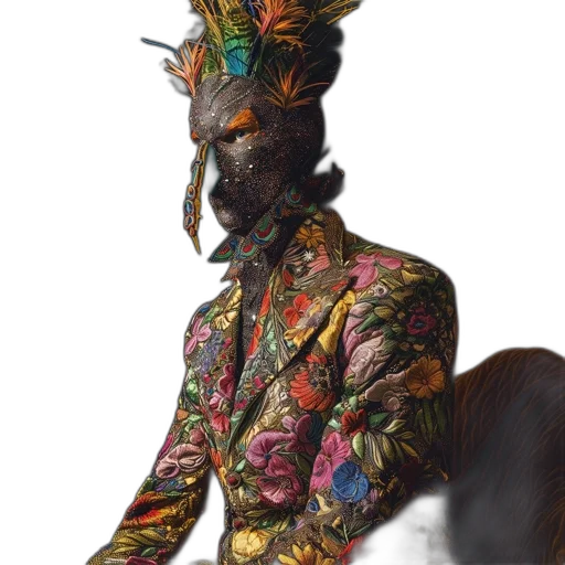 mask, creature, staff, animal, concept art, fantasy art, photorealistic, 3d render transparent PNG cut-out