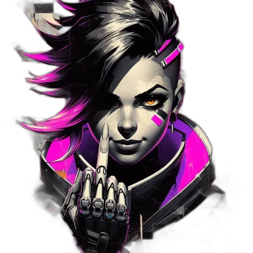 face, jacket, weapon, mask, cyberpunk, concept art, fantasy art, comic book art transparent PNG cut-out