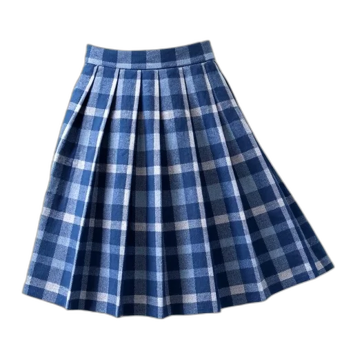 dress, blue, monochrome, pleated, skirt, houndstooth, pattern, displayed transparent PNG cut-out