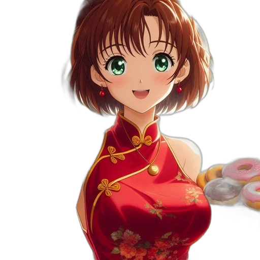 dress, flower, staff, face, anime, oil painting, photorealistic, cartoon transparent PNG cut-out