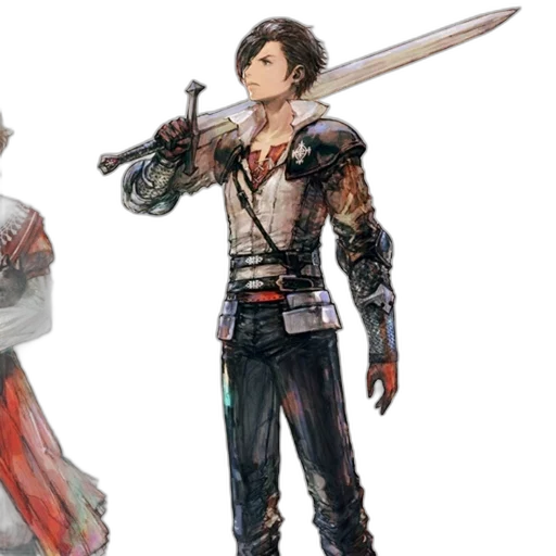 sword, concept art, fantasy art, red, three, animated, characters, female transparent PNG cut-out