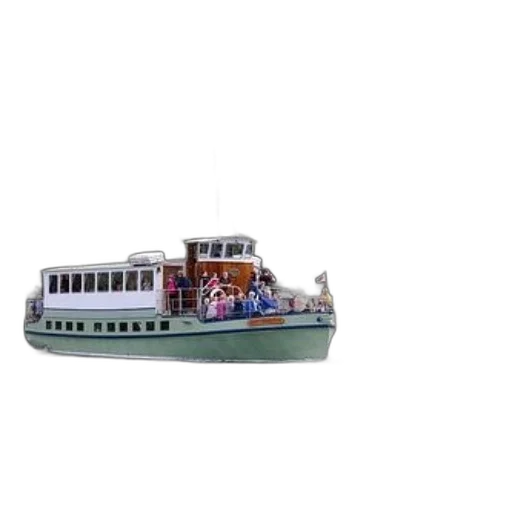 3d render, photorealistic, pixel art, vintage-style, boat, passengers, board, cruises transparent PNG cut-out
