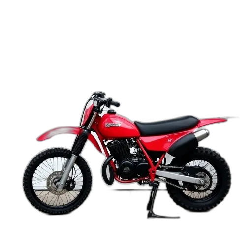 3d render, photorealistic, red, dirt, bike, black, seat, silver transparent PNG cut-out