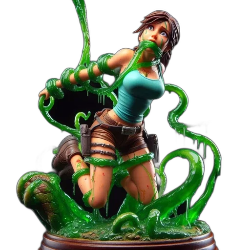 concept art, fantasy art, 3d render, comic book art, green, figurine, female, character transparent PNG cut-out